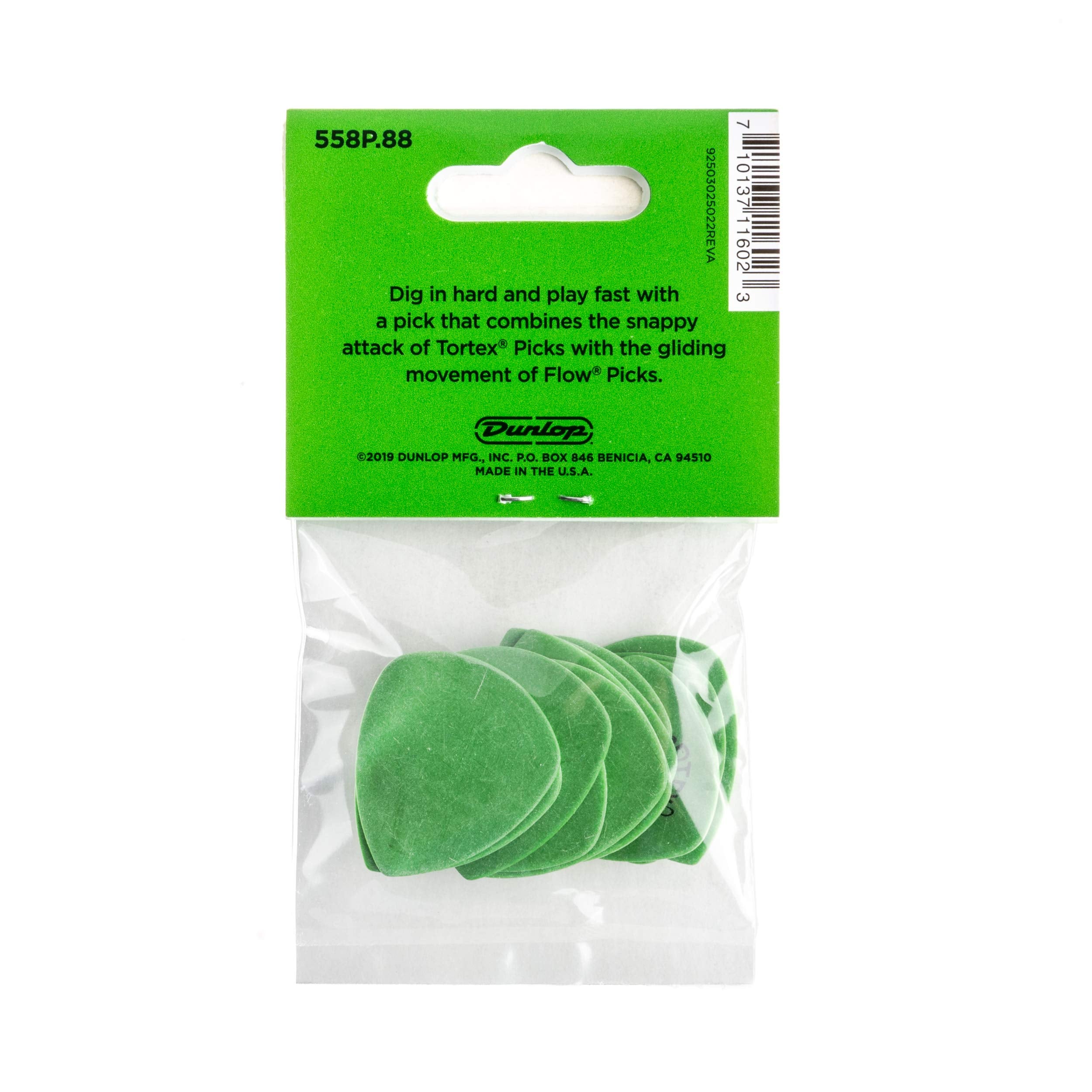 Jim Dunlop Tortex Flow Standard .88Mm Guitar Picks (558P.88), Pack Of 12